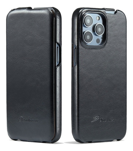 Capa De Couro Com Abertura Superior E Inferior Para iPhone