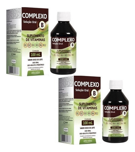 Polivitaminico Vitaminas Complexo B 2x100ml - Arte Nativa Sabor Doce De Leite