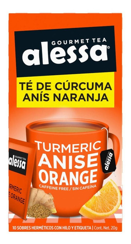 Té Gourmet Alessa Turmeric Anis Orange 10 Sobres 20g