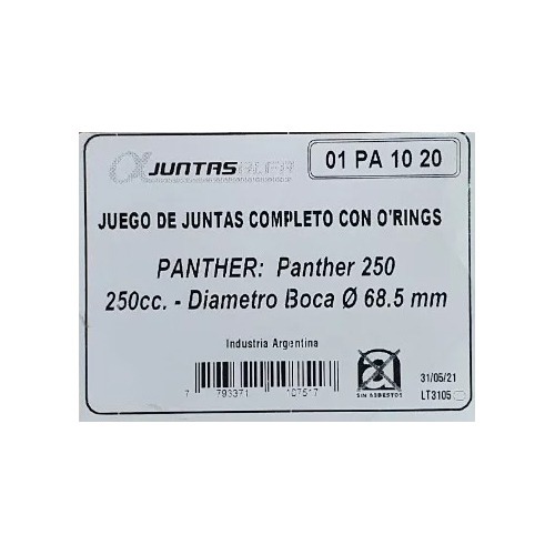 Juego De Juntas Alfa Motor Completo Panther Wr 250 C/orrings