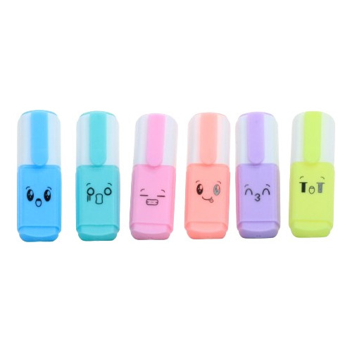 Kit Mini Marca Texto Kawaii  Variados Desenhos Emogi