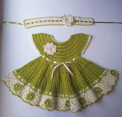 Vestido Tejido A Crochet Con Diadema La Niña Edith Para Bebe | Meses sin  intereses