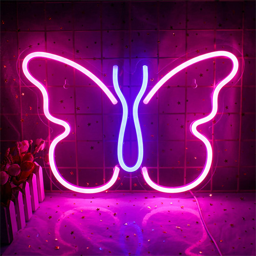 Oyhmc Letrero Neon Diseño Mariposa Rosa Decoracion Pared Luz