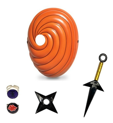 Kit Máscara Anel Tobi - Kit Ninja Kunai Minato Shuriken