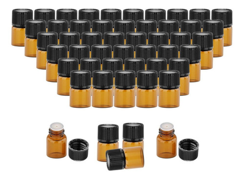 50 Piece Mini Amber Glass Vials, Screw Cap