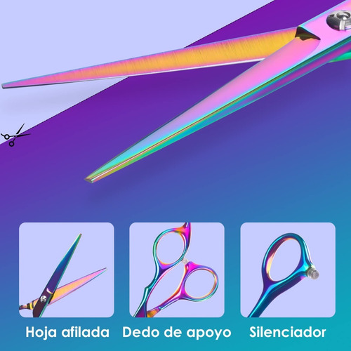 Imagen 7 de 10 de Set Tijera Filo Navaja+esculpidora Tornasol Estuche Y Acs