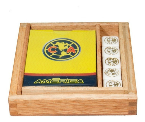 Imagen 8 de 9 de Caja De Madera Con Baraja Y 5 Dados De Poker Águilas América