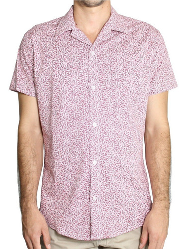 Camisa Estampado Flores Algodón Elástico Manga Corta