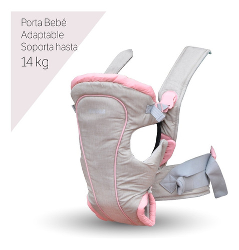 Mochila Porta Bebe ¡con Faja Lumbar! Gris-rosa 3 Posiciones | MercadoLibre