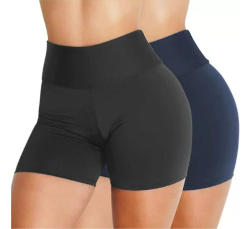 Kit 2 Shorts Feminino Fitness Cós Modelador Sem Transparênci