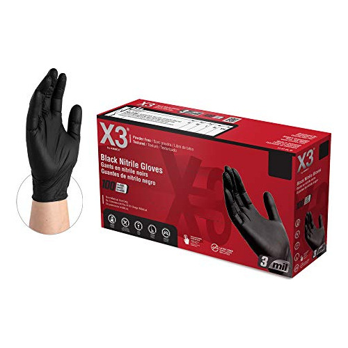 Black Nitrile Disposable Industrial-grade Gloves 3 Mil,...