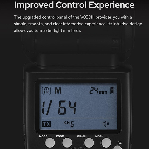 Flash Speedlite Profesional Godox V850iii Gn60 2,4 G, 1/8000 Negro