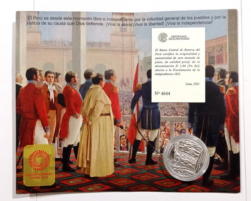 Moneda Conmemorativa Bicentenario Independencia Plata 0,925