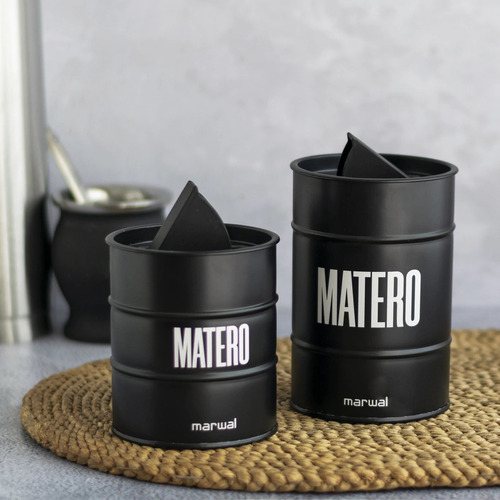 Mate Madera Lustrado Doble Virola Acero Bombilla Pro + Latas Color Marrón Algarrobo