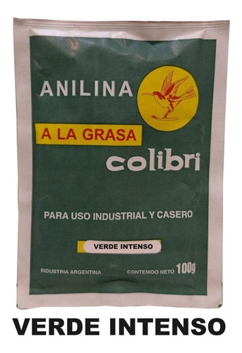 Anilina A La Grasa Colibri X 100 Grs Verde Intenso