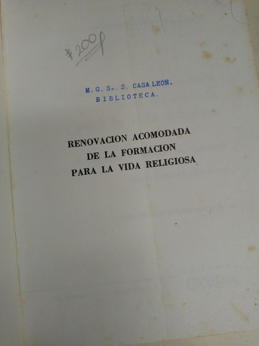 Renovación Acomodada De La Formación Para La Vida Religiosa (Usado)