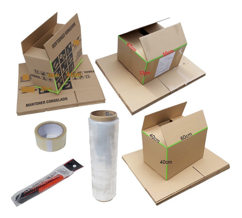 Combo   Mudanza 12 Cajas De Cartón + Elementos Protección