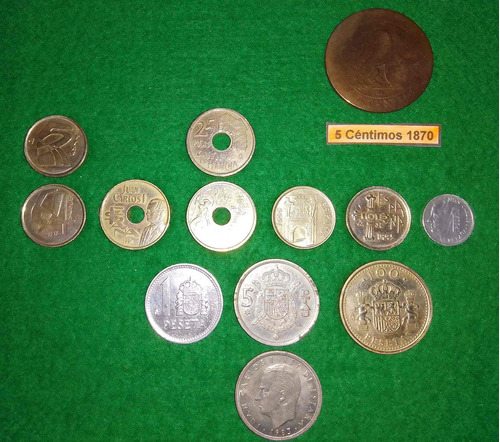 Monedas De España Lote De 13 Monedas Enmarcadas P/colección