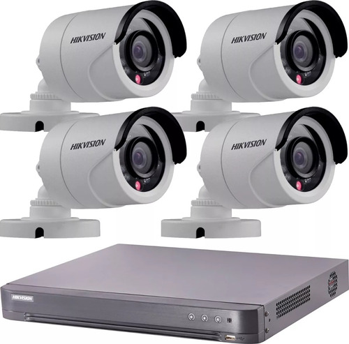 Kit Seguridad Hikvision Dvr 4 + 4 Camaras 2mp Full Hd 1080p