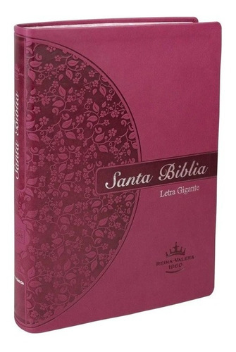 Biblia Rvr 1960 Letra Gigante Fucsia Canto Con Flores - Sba