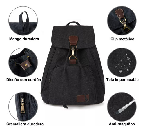 Mochila Escolar Antirrobo Para Mujer Mochila De Lona Impermeable Se Adapta Una Laptop De 13 Pulgadas B