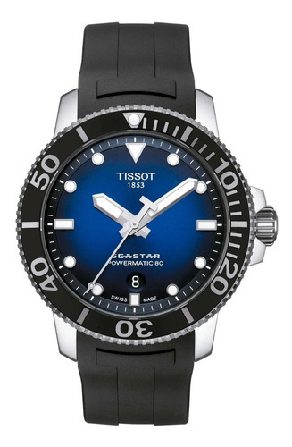 Reloj Hombre Tissot Seastar 1000 Automatic Caucho Negro Color Del Bisel Acero Color Del Fondo Degradado Azuñ