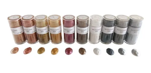 Set Pigmentos Metalizados Comestibles Colores Básicos X10
