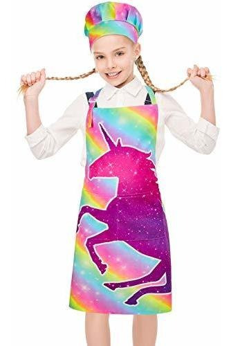 Mhjy Kids Apron Chef Hat Set,cooking Kitchen Apron For Girls