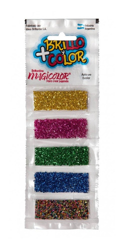 Brillantina Magicolor Blister X 5 Colores X 1 U