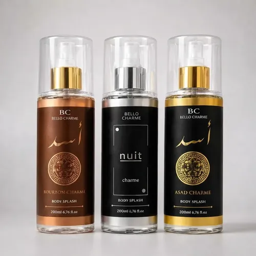 3 Body Splash Árabe Asad, Nuit E Bourbon 200ml Bello Charme
