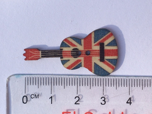 Set De Botones De Madera Forma Guitarra 10 Unidades