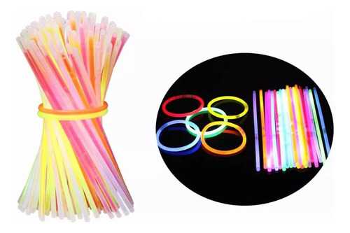 100 Pulseras Neón Fosforescente Glow Stick Fiestas Eventos