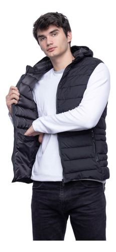 Campera Chaleco Hombre Inflado Ultra Liviano Capucha Abrigo