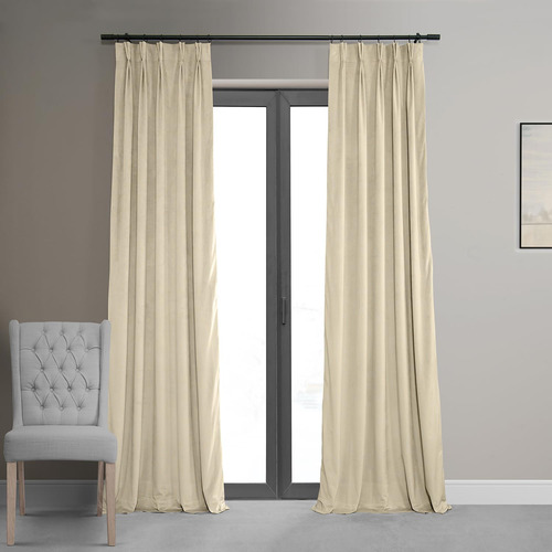 Cortina De Terciopelo Plisada Opaca 140 X 213 Cm