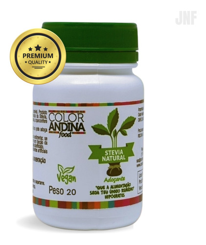 Stévia Adoçante Color Andina 100% Natural Vegano Em Pó 20g
