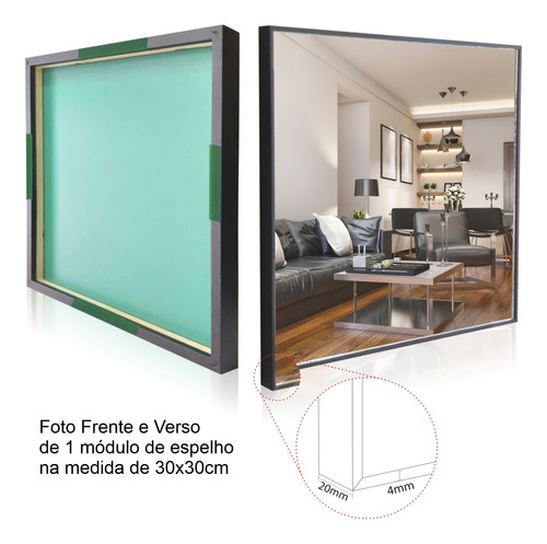 Kit Espelhos Decorativos Grande Em Vidro Mosaico Com Moldura