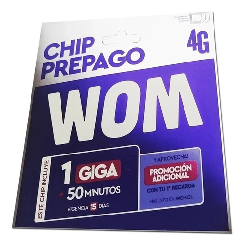 Chip Prepago Wom Sim Card Prepago1gb 50 Minutos