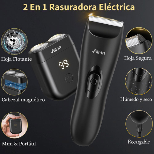 Js All-in® Rasuradora Electrica Barba Corporal Afeitadora