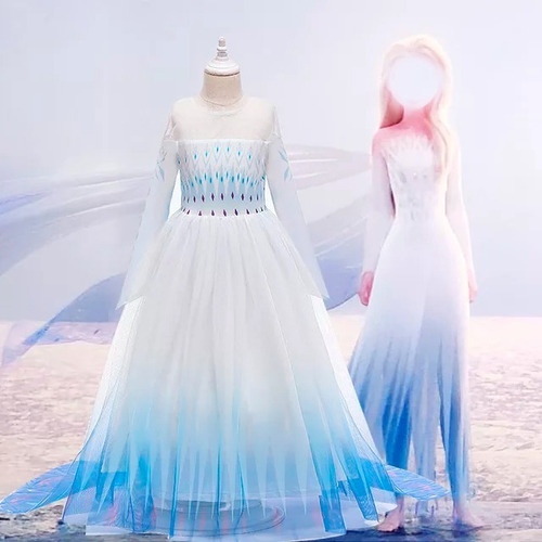 Imagen 1 de 4 de Disfraz Frozen 2 Vestido Elsa Nieve Blanco