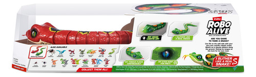 Zuru Robo Alive Slithering Snake Series 3 Serpiente Robótica Color Rojo Personaje Robotic Snake