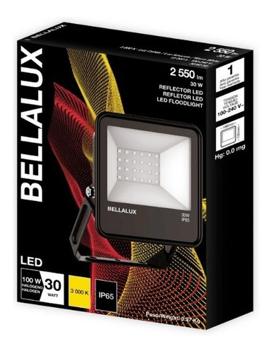 Proyector Led Reflector Bellalux 30w L Cálida Exterior Ip65 