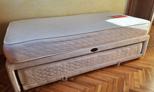 Sommier Cama Carro Springwald 190x90cm Con Los 2 Colchones Beige (Usado)