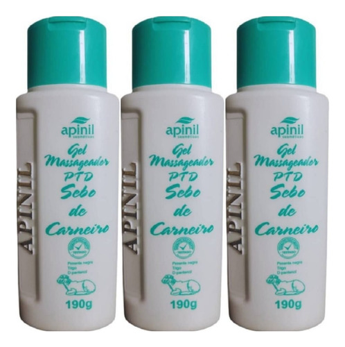 Kit 3 Gel Massageador Ptd Sebo De Carneiro - 190g Cada