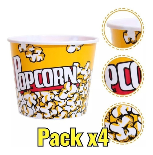 Pack X4 Baldes Polka Cabritas Dulces Fiestas Palomitas 2,5kg