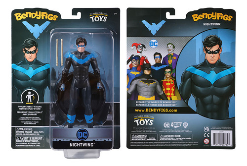 Figura Nightwing Dc Comics Bendyfigs Coleccionable Base Toyz