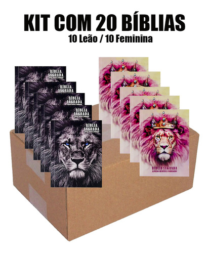 Kit 20 Bíblias - 10 Leão / 10 Feminina Brochura Edição De Promessas, De João Ferreira De Almeida., Vol. 20. Editorial Cpp, Capa Mole Em Português, 2021