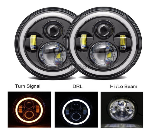 Ángel Led 7 Pulgadas Ojo Wrangler Jeep Vocho Faros Ángel Led 7 Pulgadas Ojo Wrangler Jeep Vocho Faros