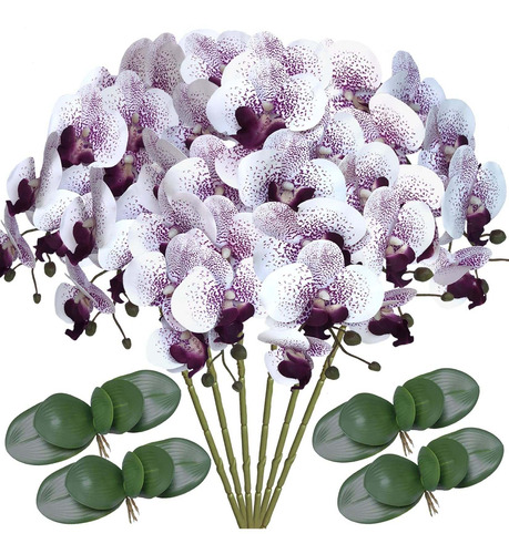 Fagushome 6 Flor Artificial Phalaenopsis 4 Manojo Hoja Para