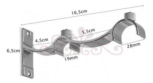 Kit Varãotrilho Suíço Duplo 28mm/19mm 4 Metros Alumínio Cor Cromado