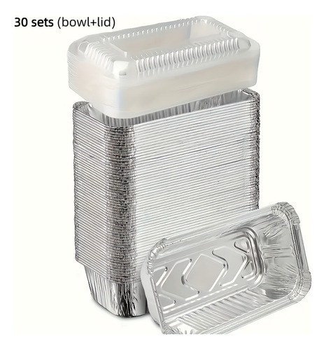 Paquete De 30 Mini Bandejas Rectangulares De Aluminio Con